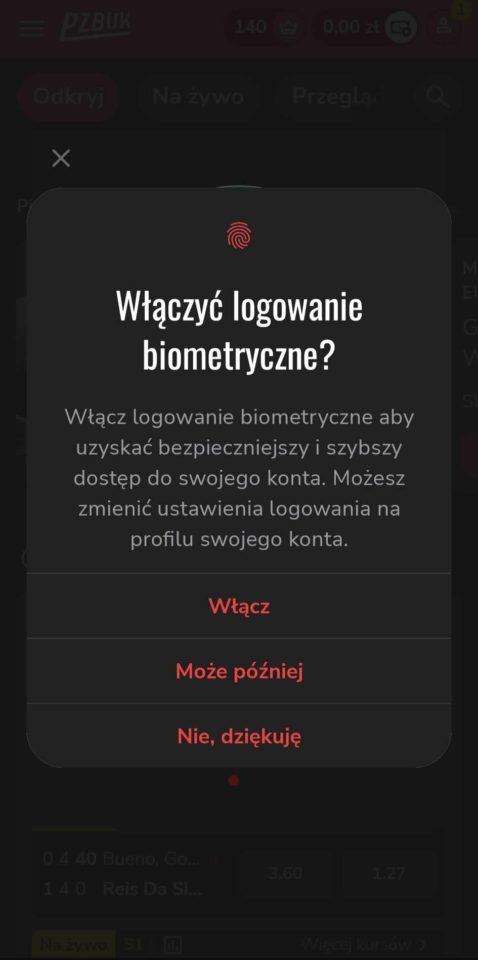 logowanie biometryczne w apce pzbuk włącz touch ID w pzbuk
