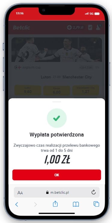 Wypłata z Betclic Betclic wypłata wygranej
