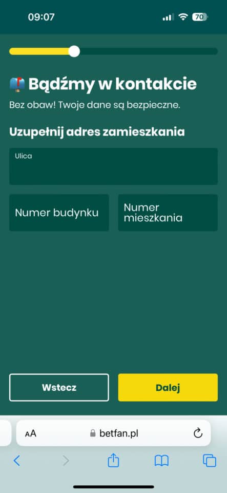 weryfikacja Betfan - dalsza część adresu Betfan weryfikacja adresu zamieszkania