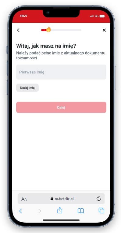 Rejestracja konta w Betclic Rejestracja w Betclic