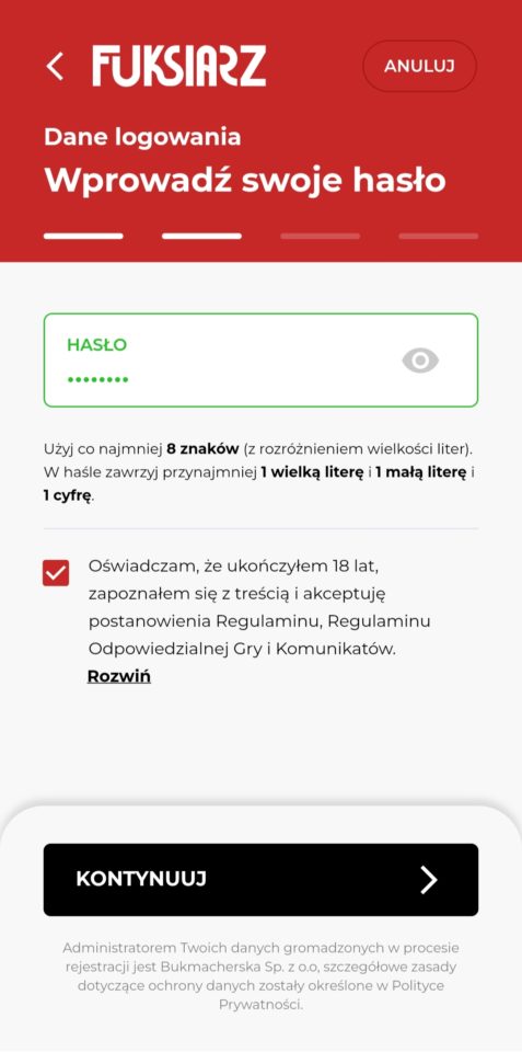 fuksiarz rejestracja nowego konta zakładanie konta w fuksiarzu