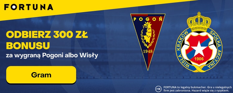 Bonus 300 zł of Fortuny za wygraną Pogoni albo Wisły Fortuna bonus 300 zł za Puchar Polski