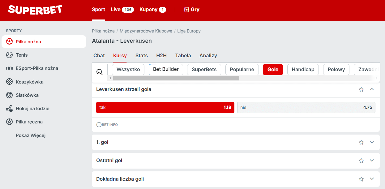 Superbet promocja na finał LE