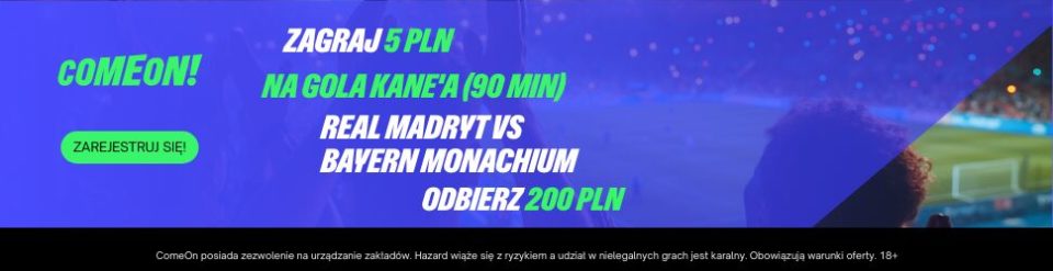 Promocja ComeOn. Real - Bayern Promocja ComeOn na gola Kane'a z Realem
