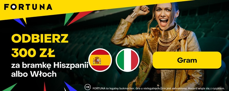 300 zł bonusu na mecz Hiszpania - Włochy Hiszpania - Włochy. Promocja: bonus 300 zł