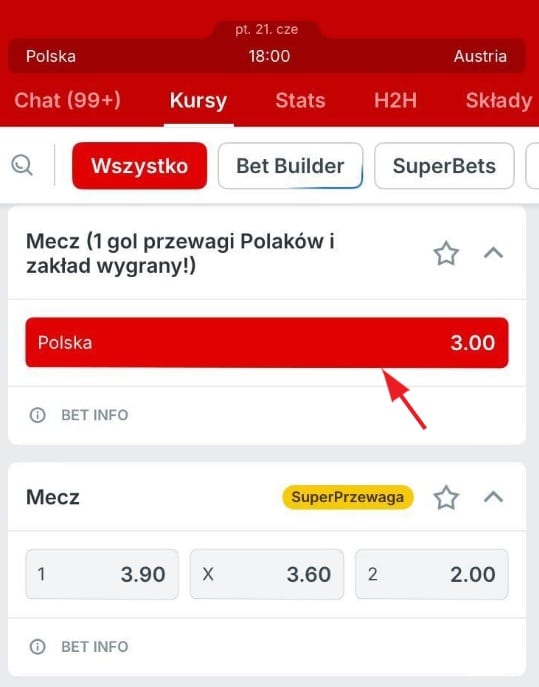 Polska - Austria SuperPrzewaga SuperPrzewaga Superbet na Polska - Austria