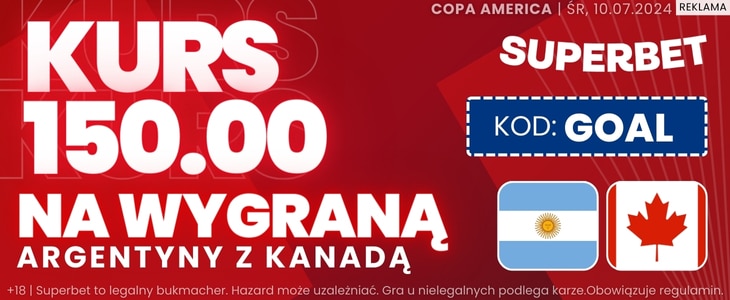 Promocja Superbet: Copa America Promocja Superbet na spotkanie Argentyna - Kanada