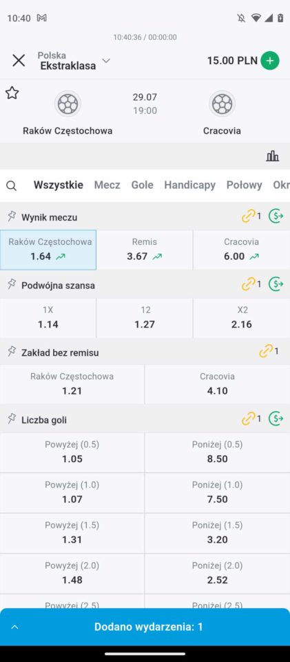 Betcris aplikacja obstawianie 2 Obstawianie w aplikacji Betcris 2