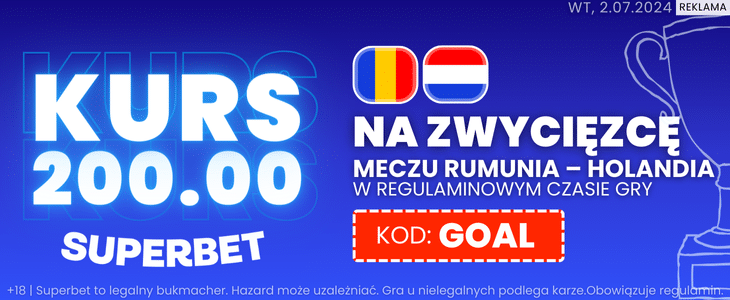 Promocja Superbet na mecz Rumunia - Holandia