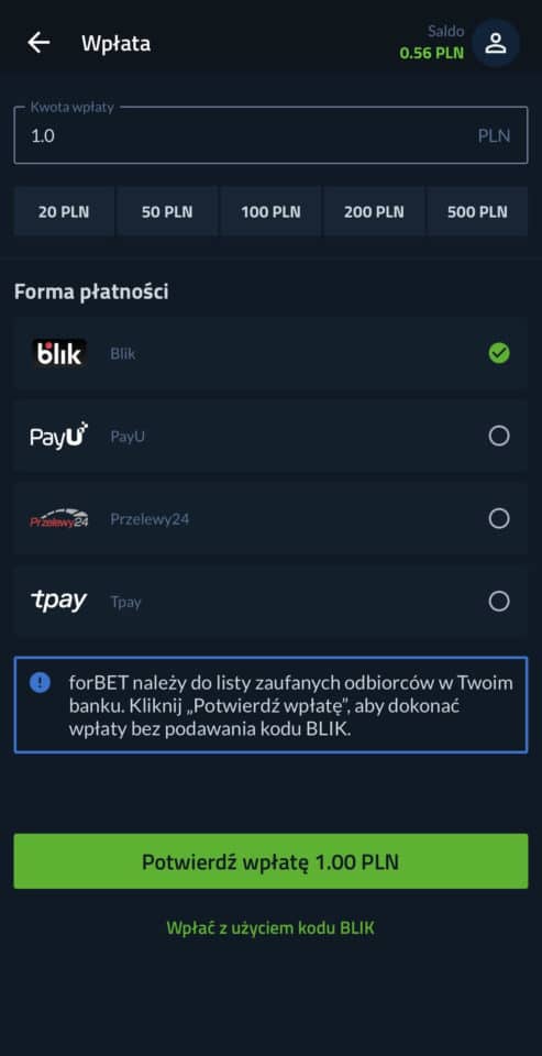 forBET metody płatnosci