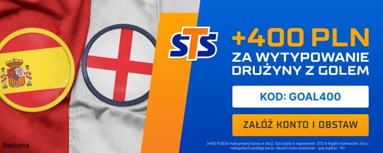 Promocja STS bonus 400 zł na Hiszpania - Anglia STS 400 zł na Euro 2024