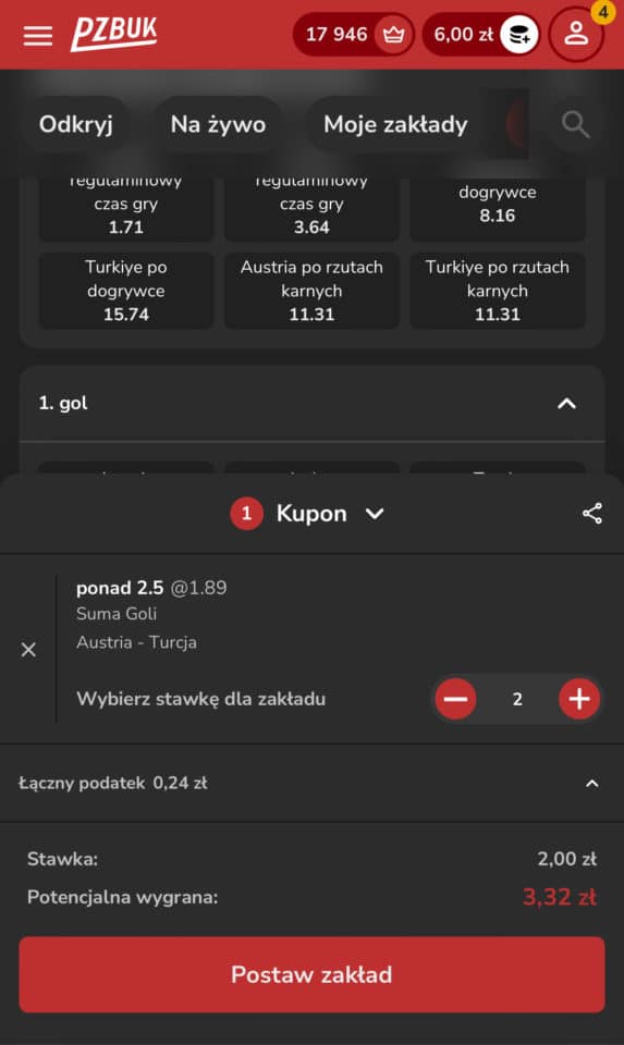 Postawienie kuponu w PZBuk PZBuk zakłady