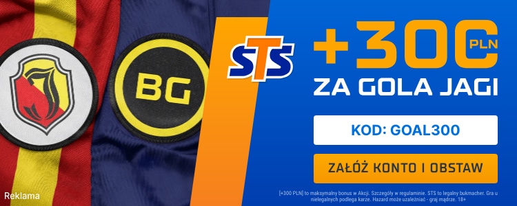 300 zł bonusu w STS za gola Jagiellonii z Bodo Bonus w STS na mecz Jagiellonia - Bodo