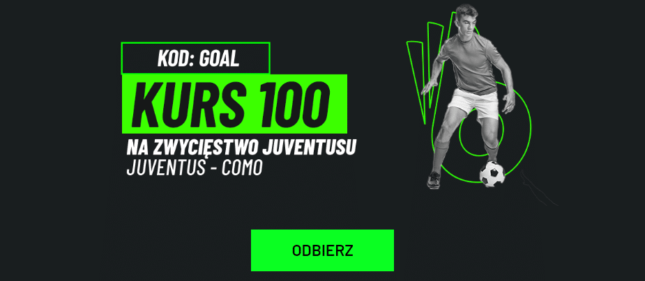 Kurs 100.00 na wygraną Juventusu z Como w Totalbet Promocja w Totalbet na mecz Juventus - Como