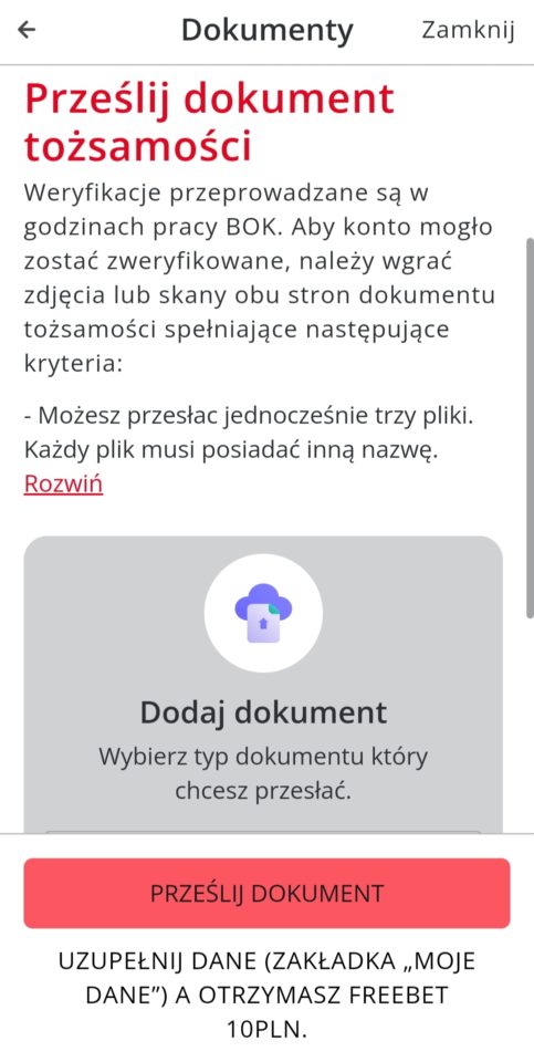 Betters weryfikacja Dodawanie dokumentów w Betters