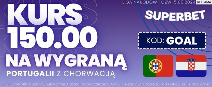 300 zł bonusu za wygraną Portugali nad Chorwacją w Superbet Promocja w Superbet na spotkanie Portugalia - Chorwacja