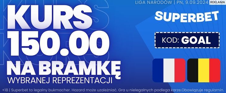 300 zł bonusu w Superbet za bramkę Francji lub Belgii Promocja w Superbet na spotkanie Francja - Belgia