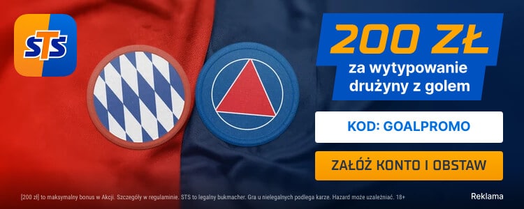 200 zł bonusu w STS za gola Bayernu lub PSG Promocja w STS na Bayern - PSG