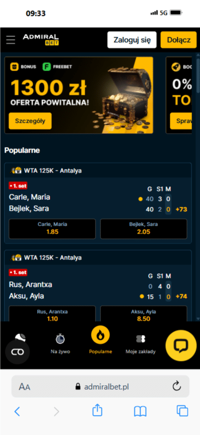 Zakłady bukmacherskie Admiralbet