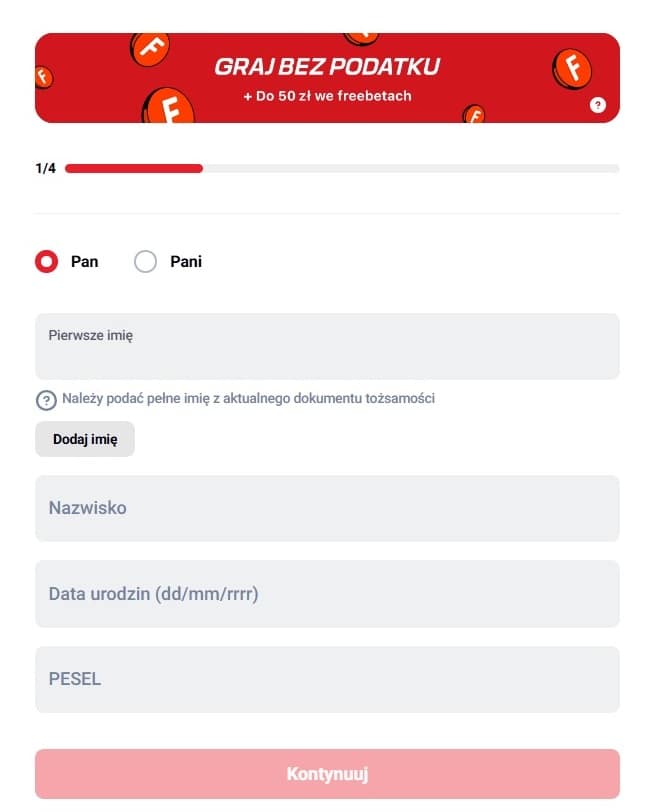 Rejestracja w Betclic