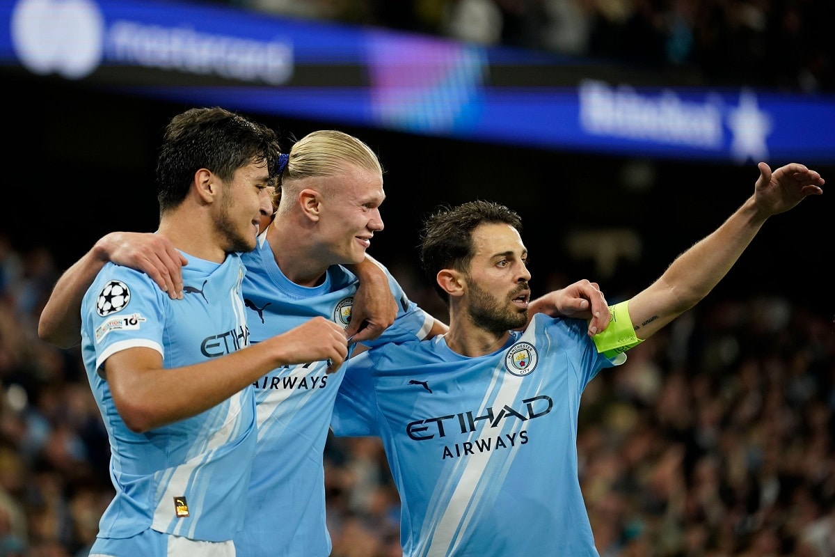 Erling Haaland, Abdukodir Chusanow i Bernardo Silva (Manchester City - Napoli)