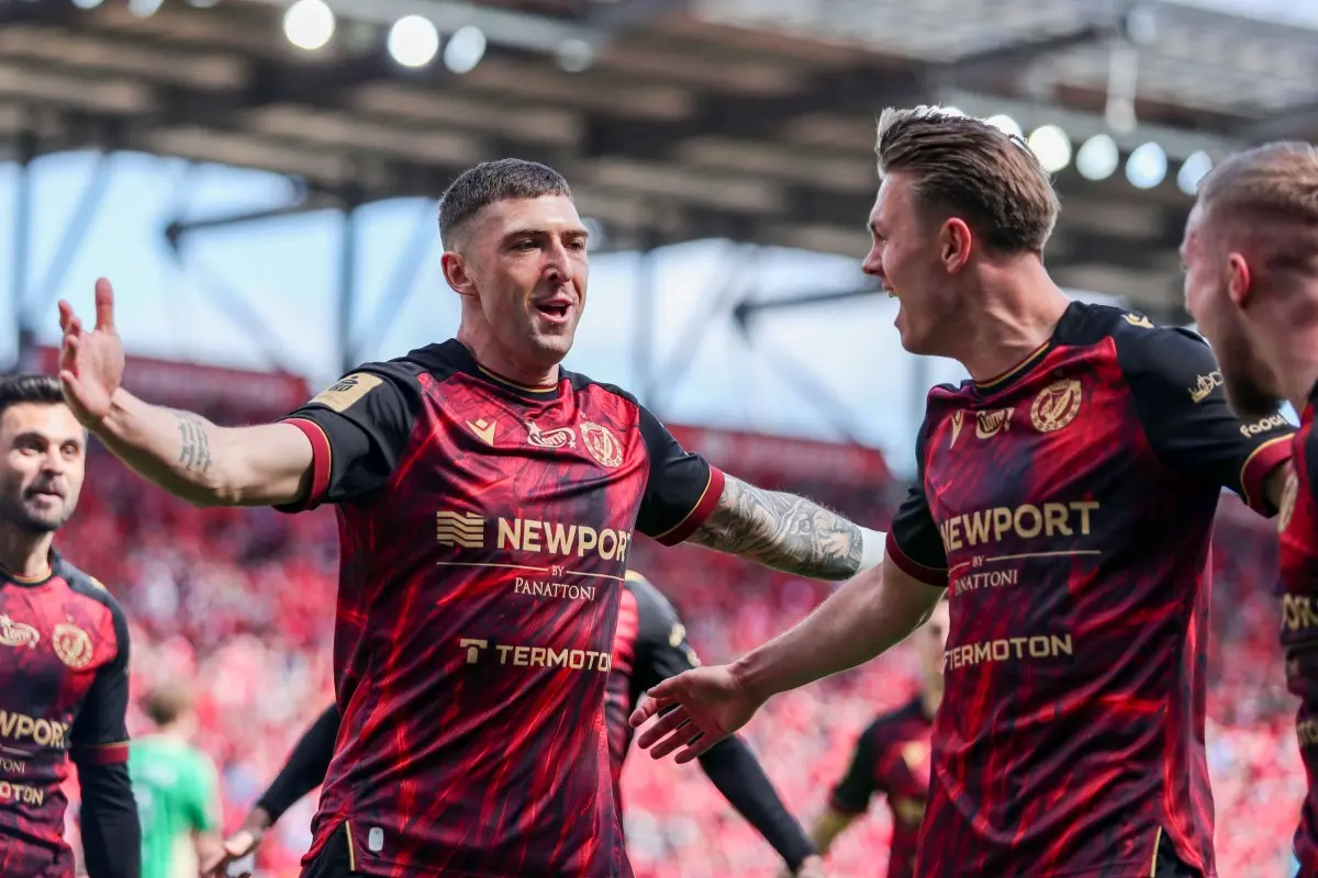 Radość piłkarzy Widzewa Łódź