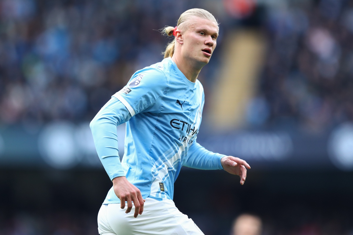 Erling Haaland w ligowym meczu z Brentford